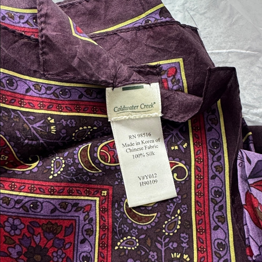 Purple Paisley Silk Handkerchief/ Square - Picture 4 of 4